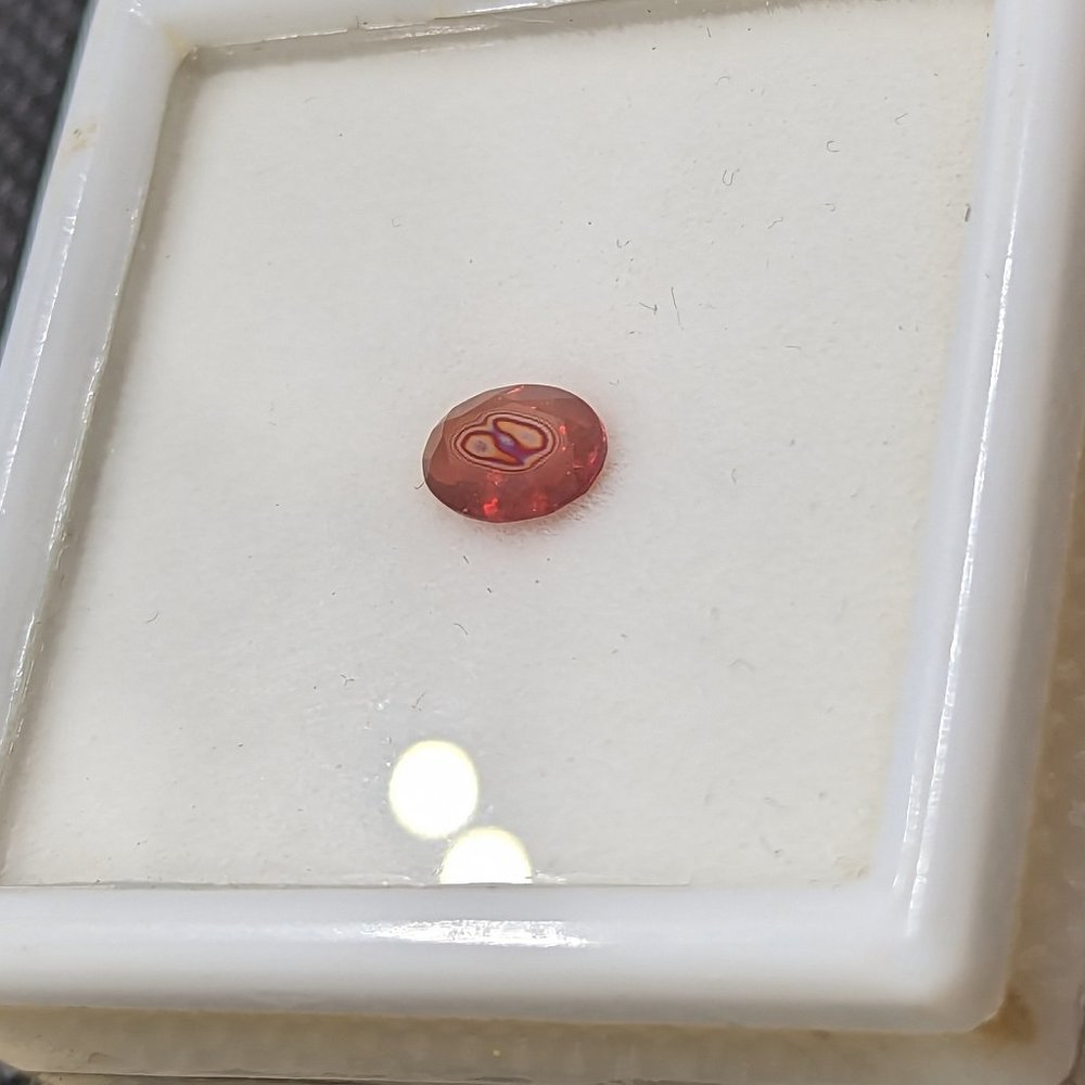 Single deep red orange faceted loose 7x5 mm genuine fire opal .40ct